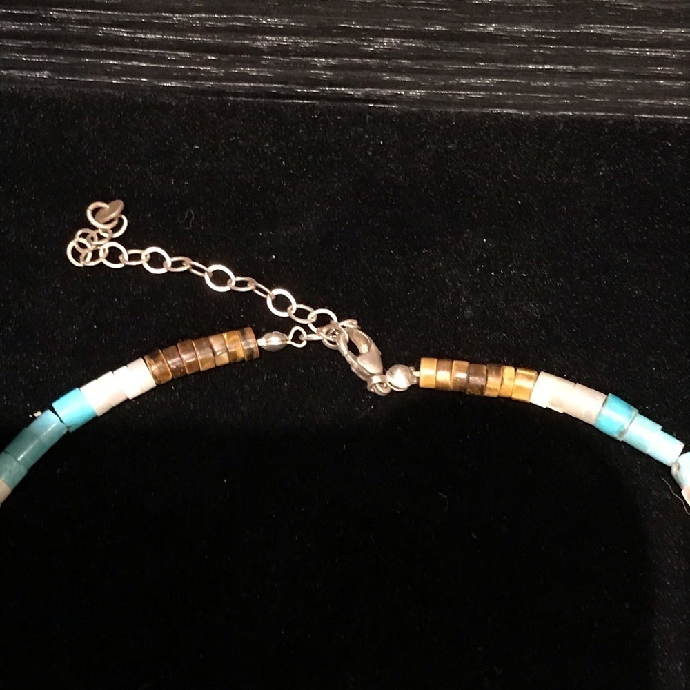 Shube Dakota West Sterling Mother of Pearl Pendant Heishi Bead Necklace - Picture 2 of 8